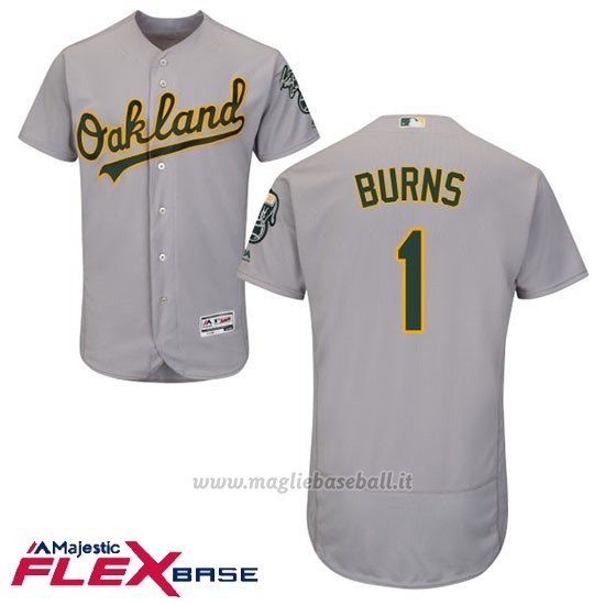 Maglia Baseball Uomo Oakland Athletics Billy Burns Grigio Autentico Collezione Flex Base Custom
